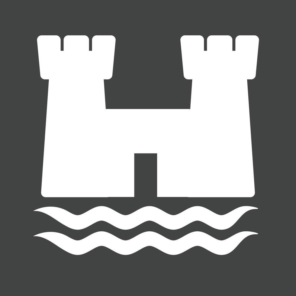 Castle on Beach Glyph Inverted Icon vector