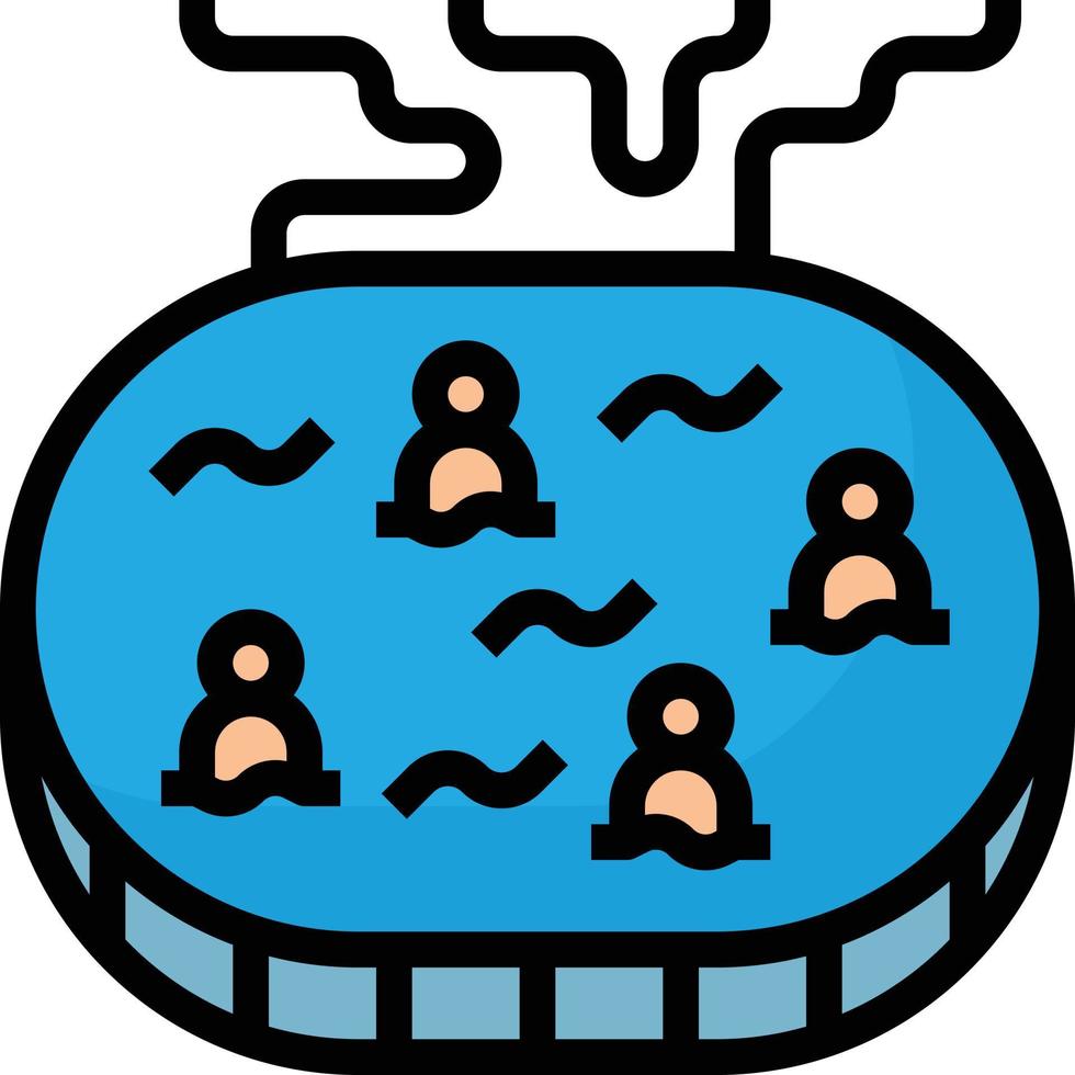 onsen bath tub warm japan - filled outline icon vector