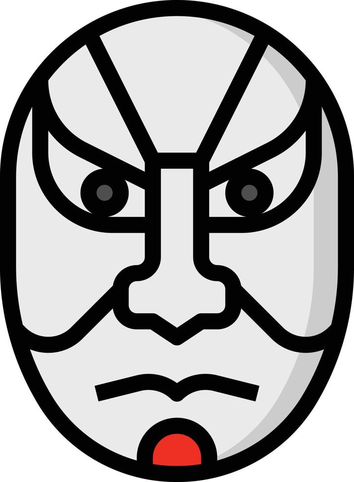 máscara kabuki actuando drama japón - icono de contorno lleno vector