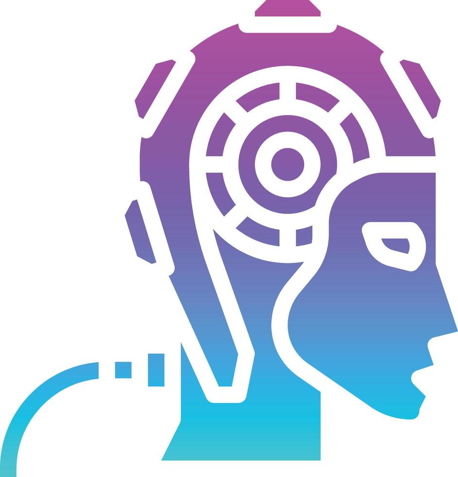 android robot ai artificial intelligence - solid gradient icon vector