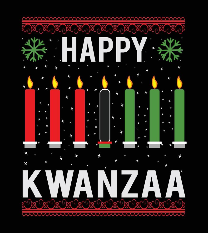 diseño de camisetas con ilustraciones de kwanzaa feliz, vector