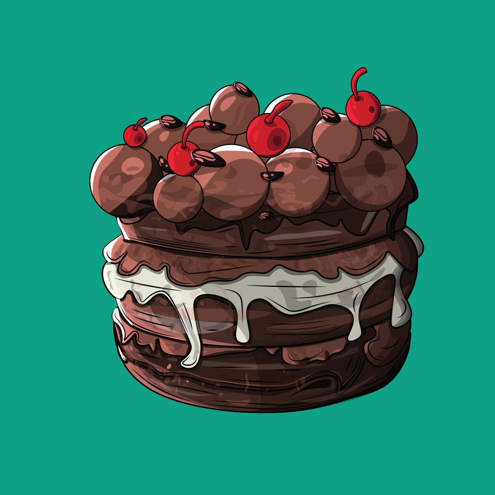 Sweet chocolate cake vector