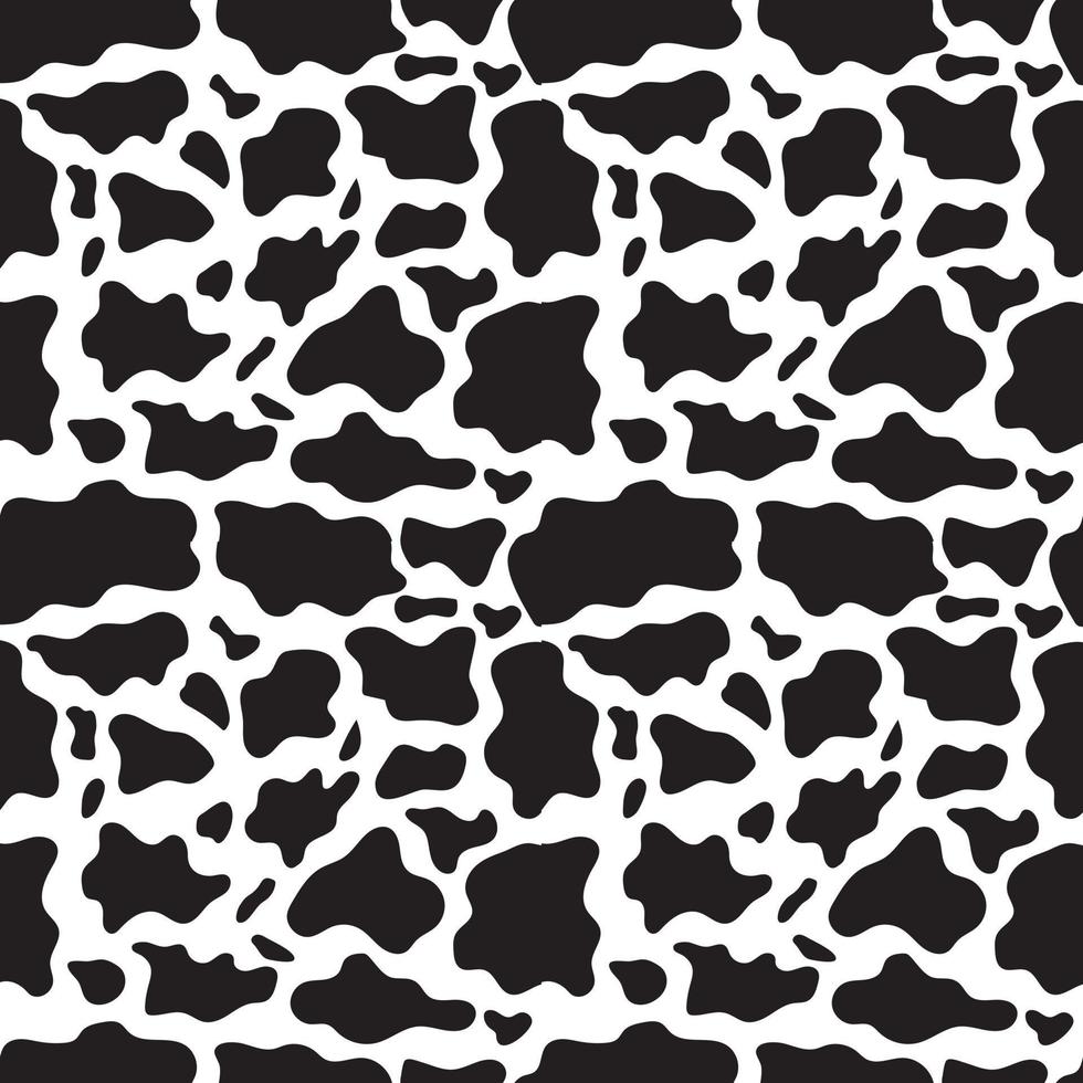 Seamless black and white cow skin pattern.Spotted wallpaper.World milk day.Monochrome texture.Animal and wildlife concept.Dalmatian dog stains.Surface and background.Vector illustration.Flat design. vector