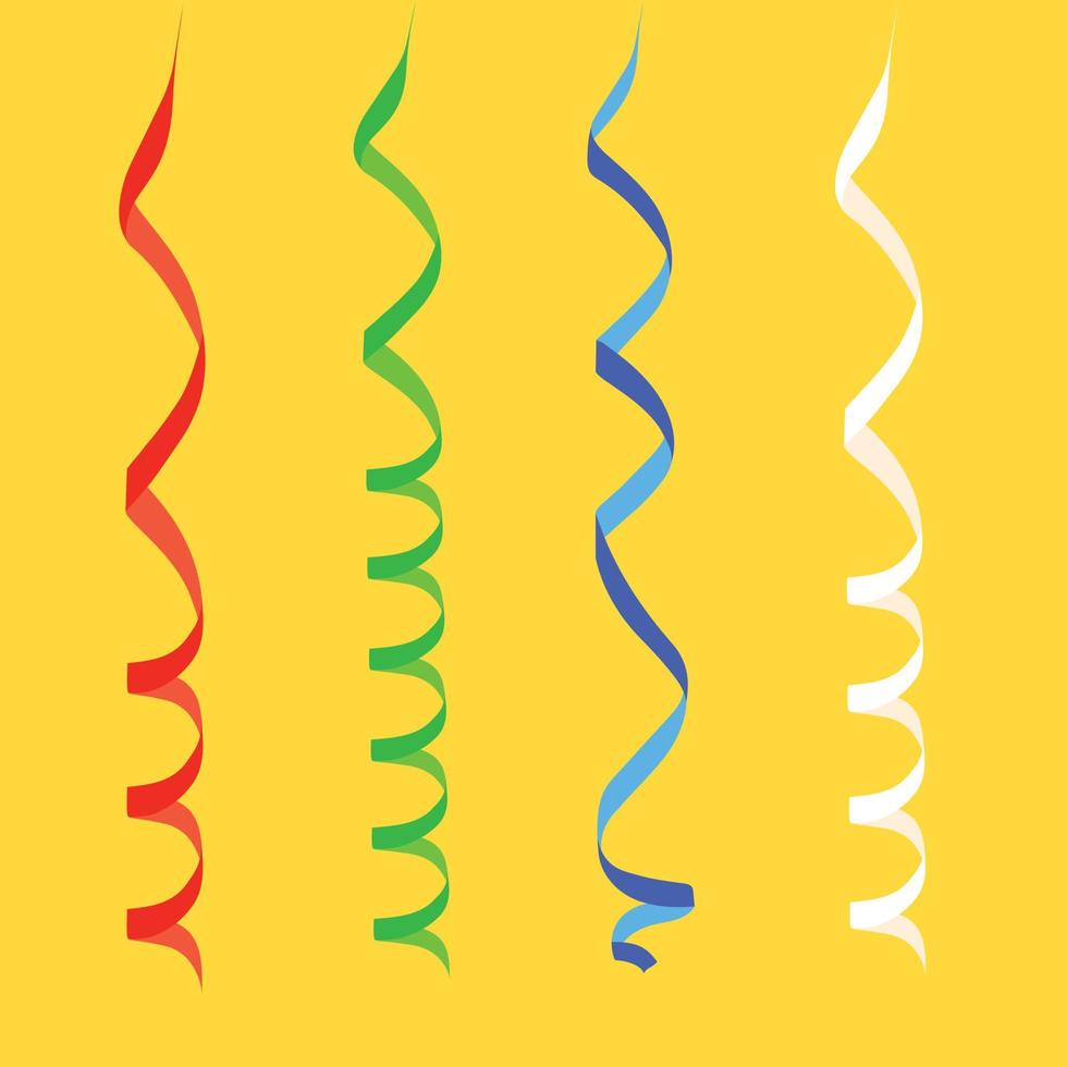 conjunto de cintas de carnaval serpentino. serpentinas de papel de colores aisladas en blanco para regalo, saludo, diseño festivo. ilustración vectorial vector
