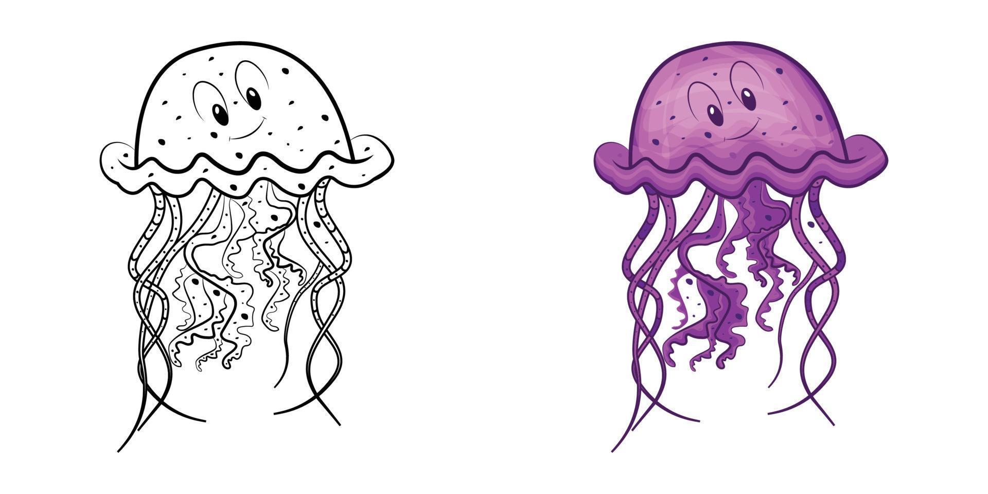 colorear medusas ilustración vectorial vector