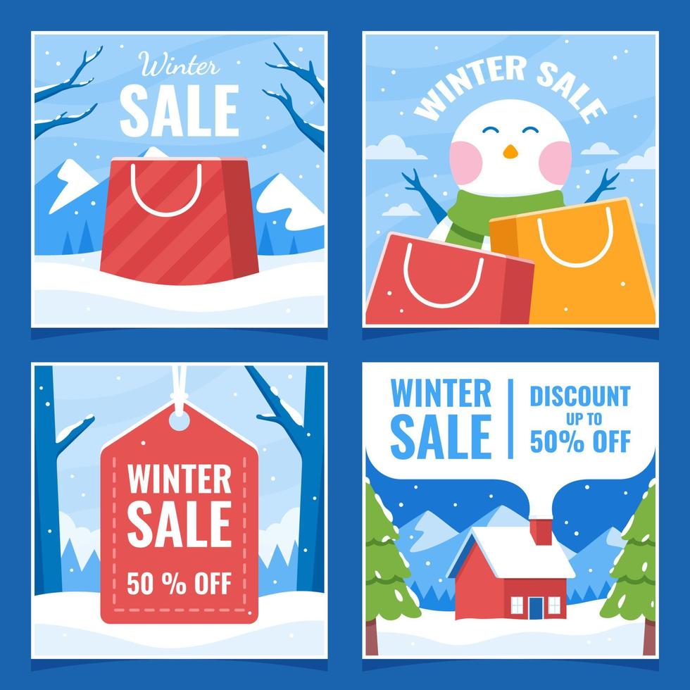 Winter Sale Social Media Post Template vector