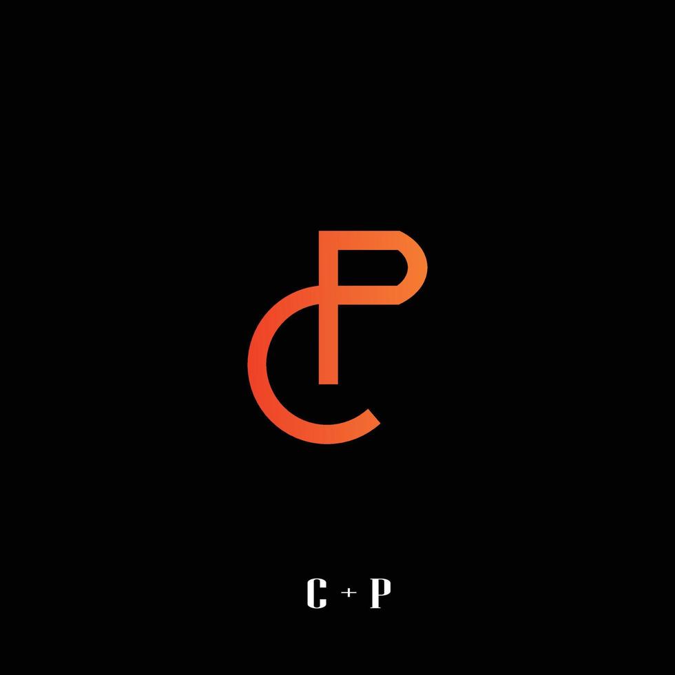 diseño de logotipo de letra c y p simple y fresco, logotipo de letra c y p hecho en un fondo negro vector