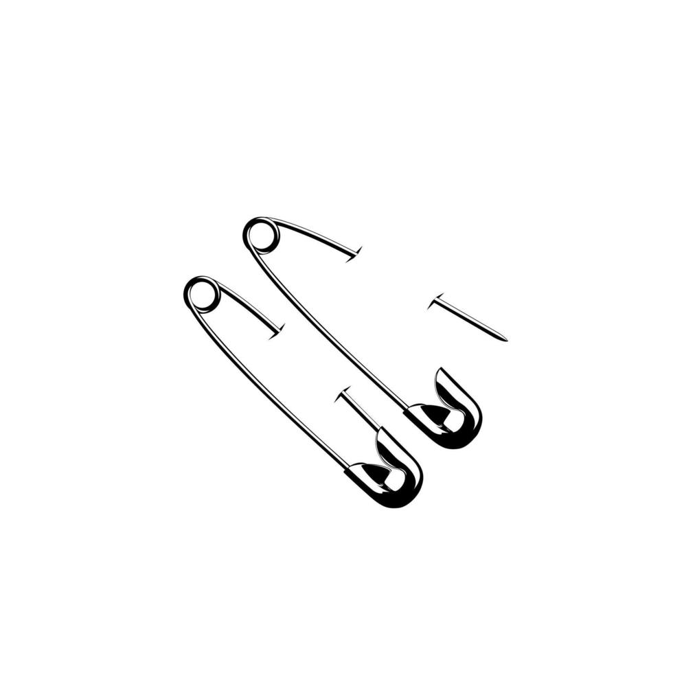 Safety Pin Silhouette for Art Illustration, Logo, Website, Apps, Pictogram or Graphic Design Element. Vector Illustration