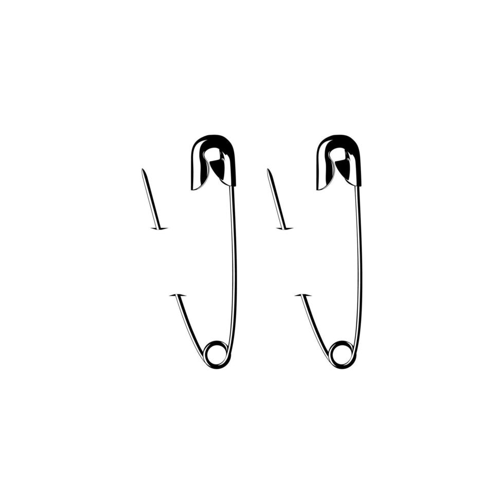Safety Pin Silhouette for Art Illustration, Logo, Website, Apps, Pictogram or Graphic Design Element. Vector Illustration