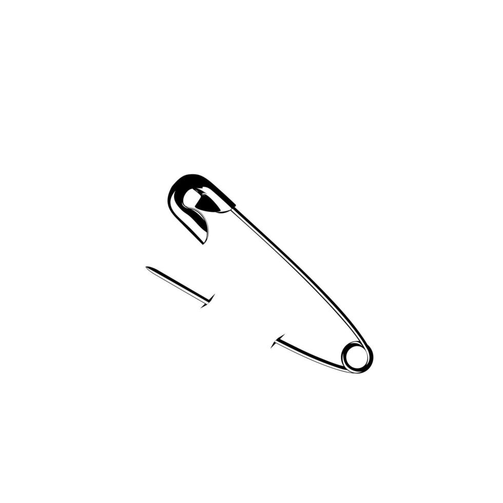 Safety Pin Silhouette for Art Illustration, Logo, Website, Apps, Pictogram or Graphic Design Element. Vector Illustration