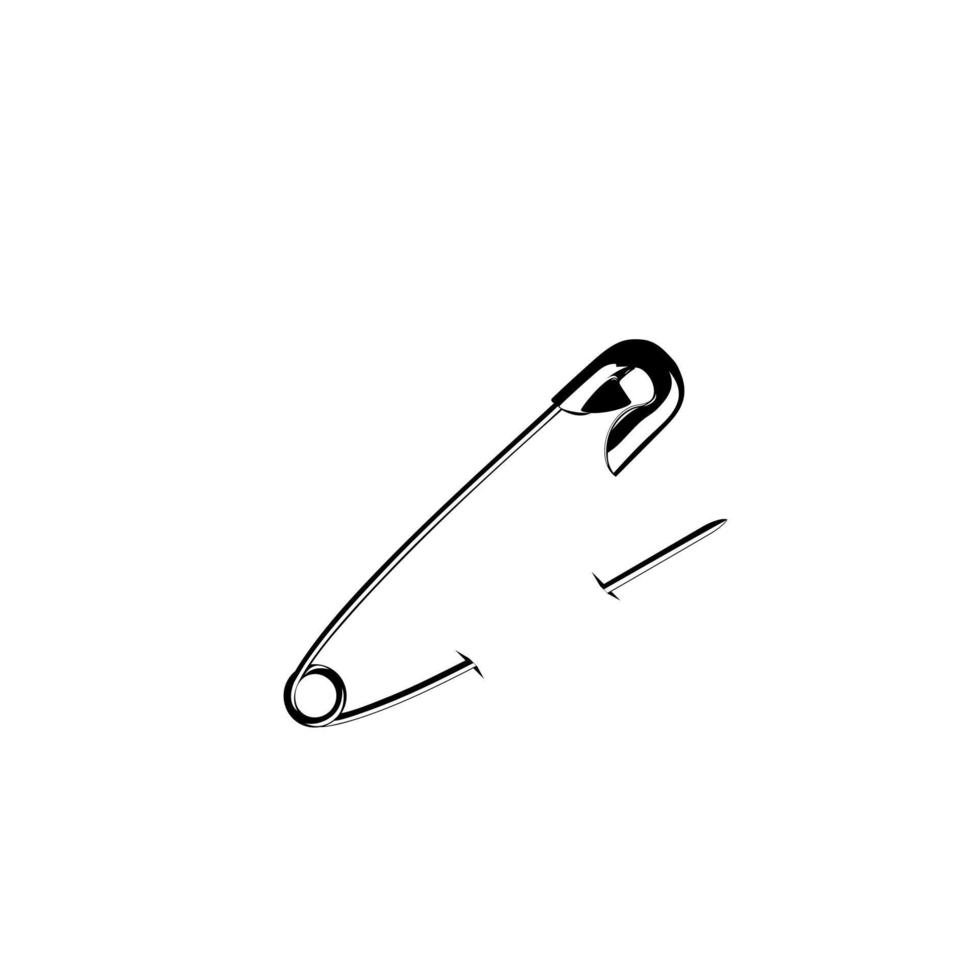 Safety Pin Silhouette for Art Illustration, Logo, Website, Apps, Pictogram or Graphic Design Element. Vector Illustration