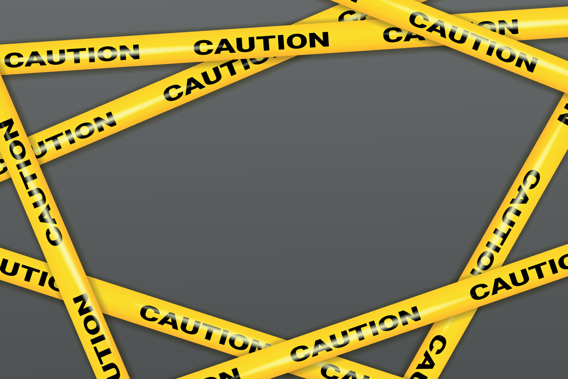 Realistic CAUTION danger tape. Crossing danger ribbon of caution signs