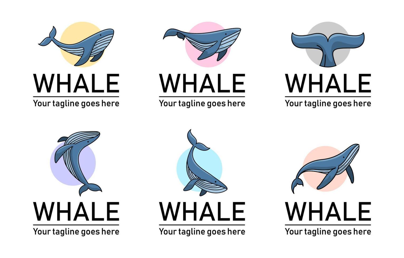 plantilla de conjunto de logotipo de ballena vector