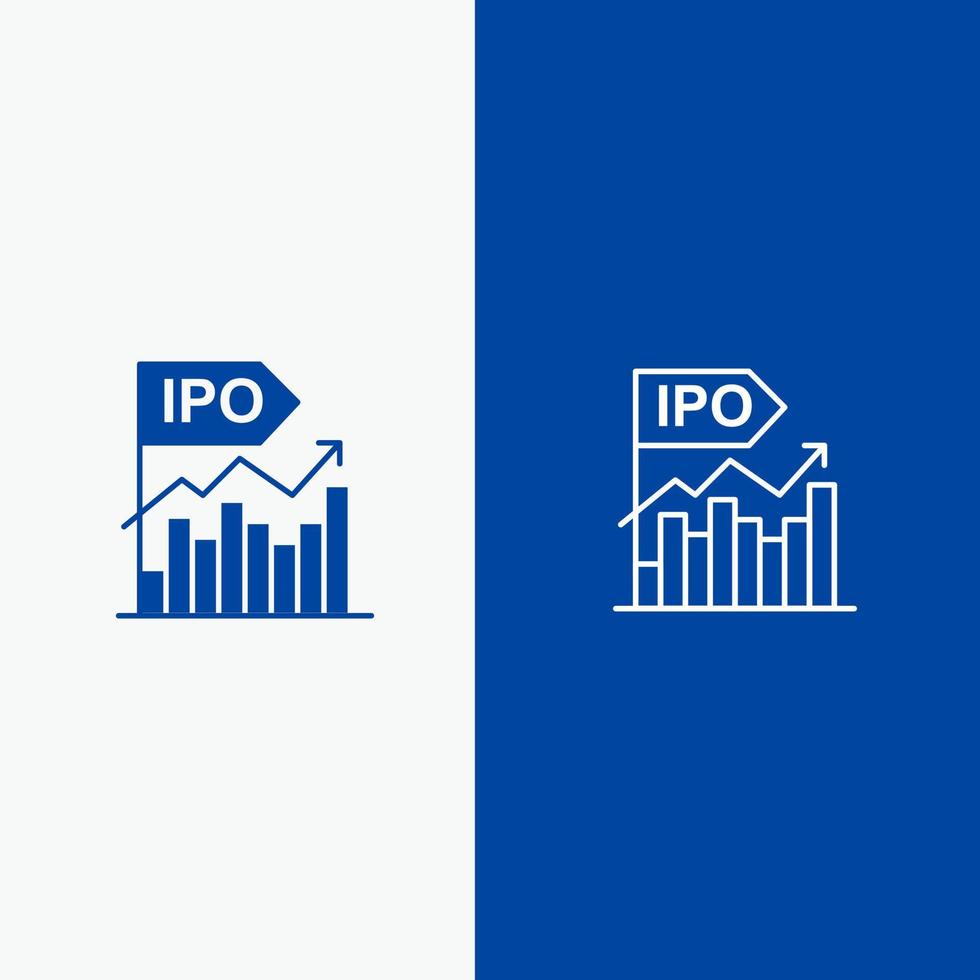 Ipo Business Initial Modern Offer Public Line and Glyph Solid icon Blue banner Line and Glyph Solid icon Blue banner vector
