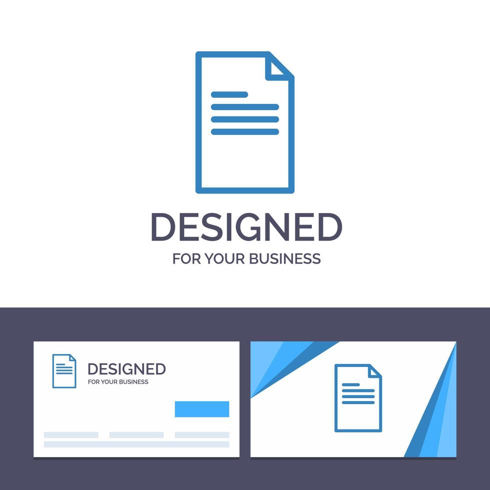 Creative Business Card and Logo template File Text Data Report Vector Illustration