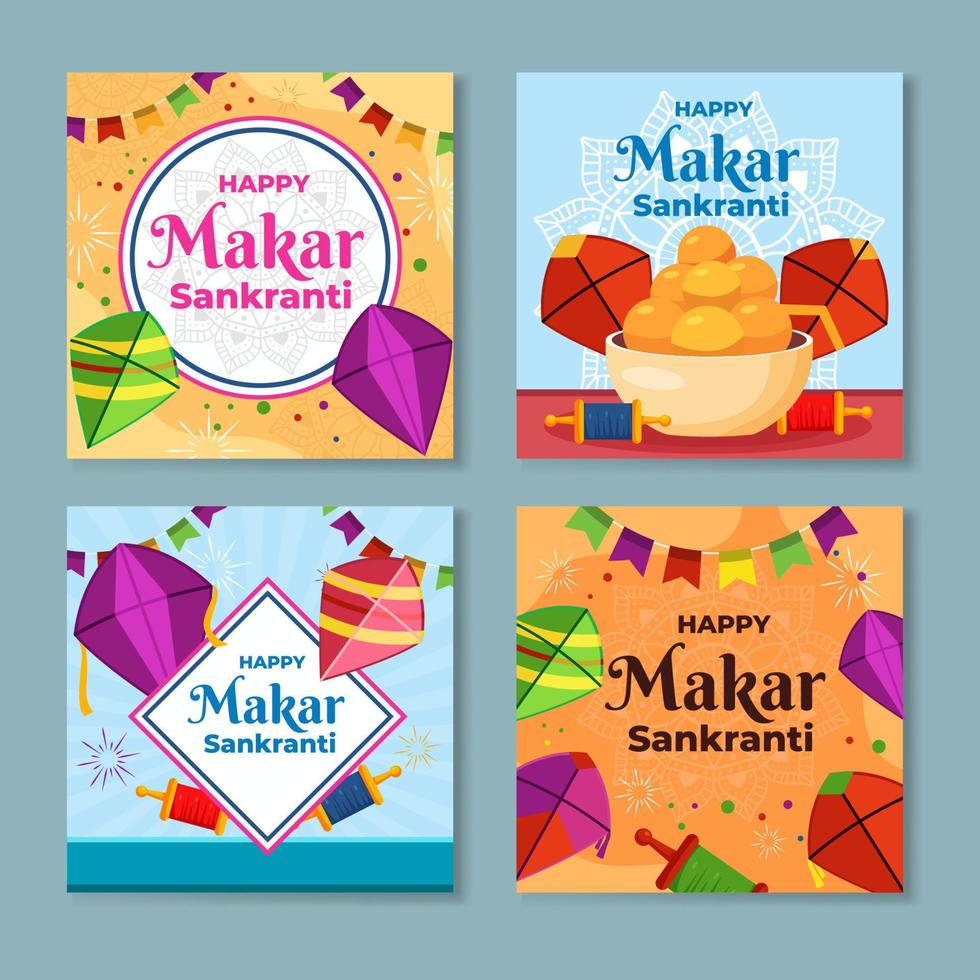 Makar Sankranti Social Media Post Template vector