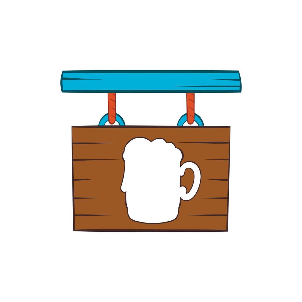 letrero de la calle del icono del pub, estilo de dibujos animados vector