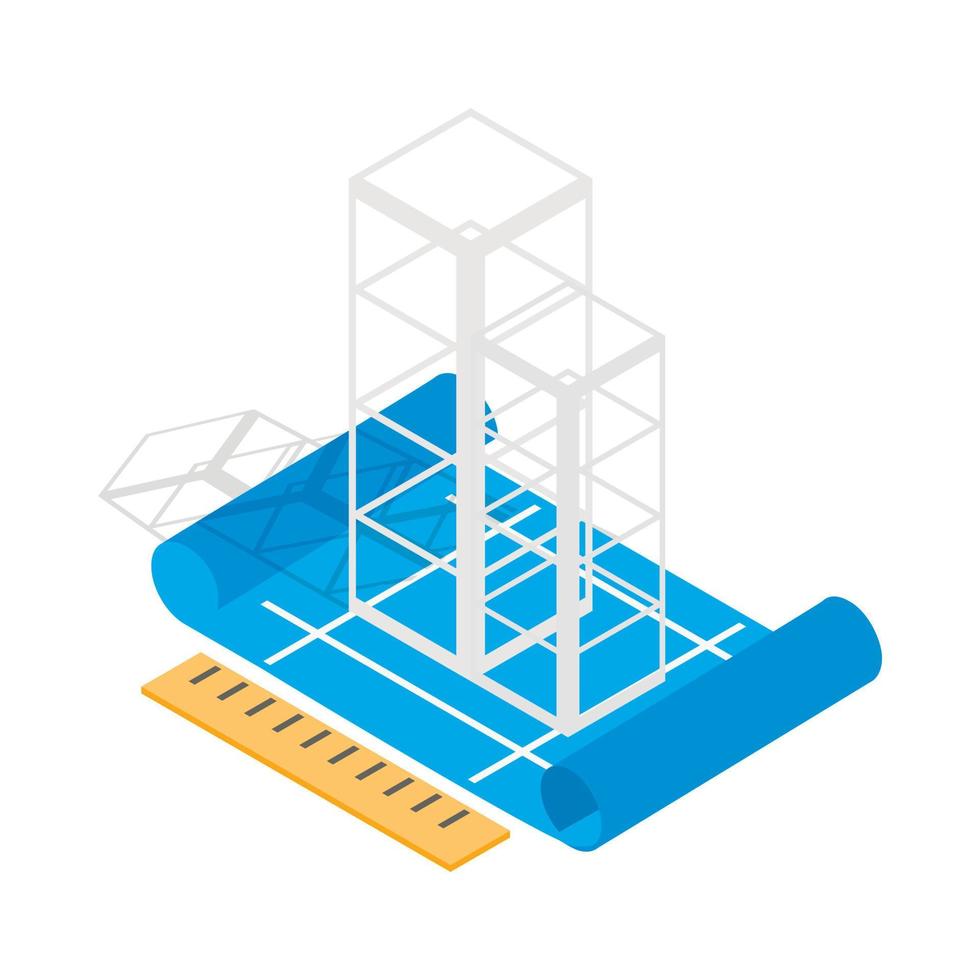 Building construction plan icon isometric 3d style vector