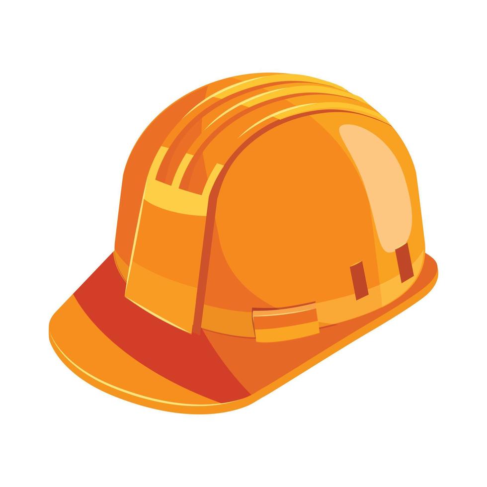 icono de casco de construcción naranja, estilo de dibujos animados vector