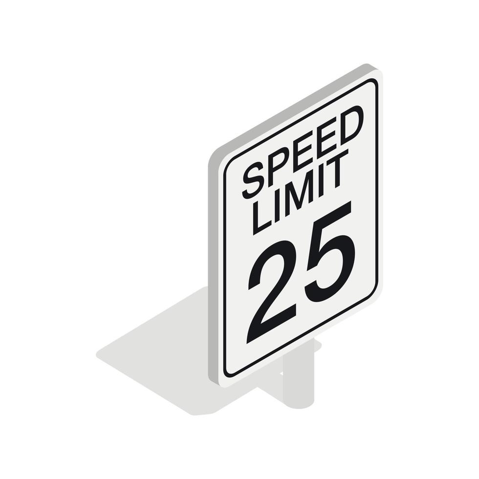 límite de velocidad, señal de carretera, icono, isométrico, 3d, estilo vector