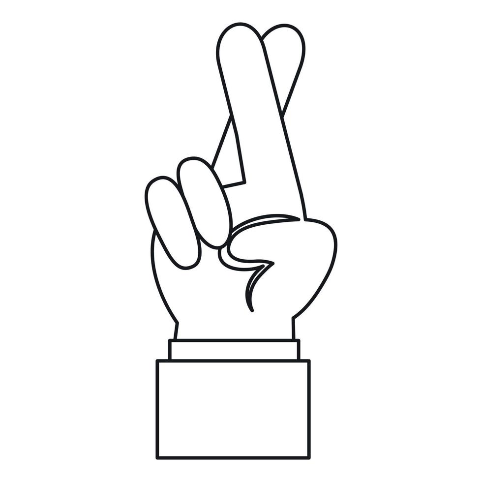 Fingers crossed icon, outline style vector