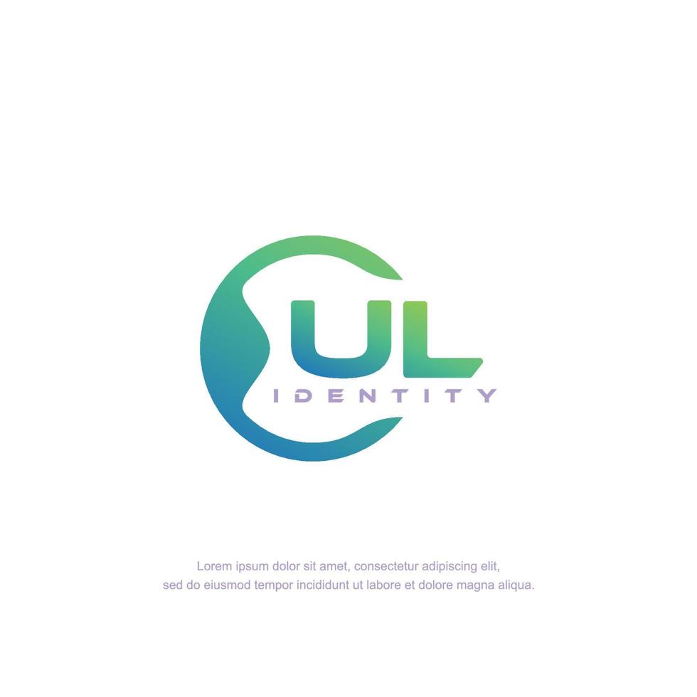 UL Initial letter circular line logo template vector with gradient color blend