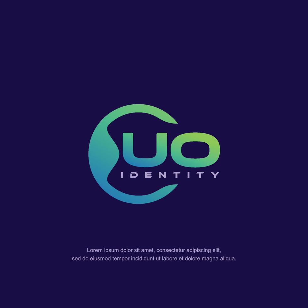 UO Initial letter circular line logo template vector with gradient color blend