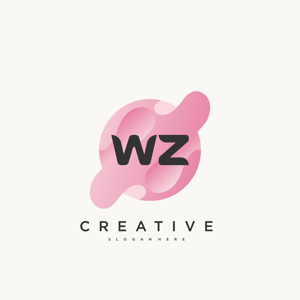 WZ Initial Letter Colorful logo icon design template elements Vector