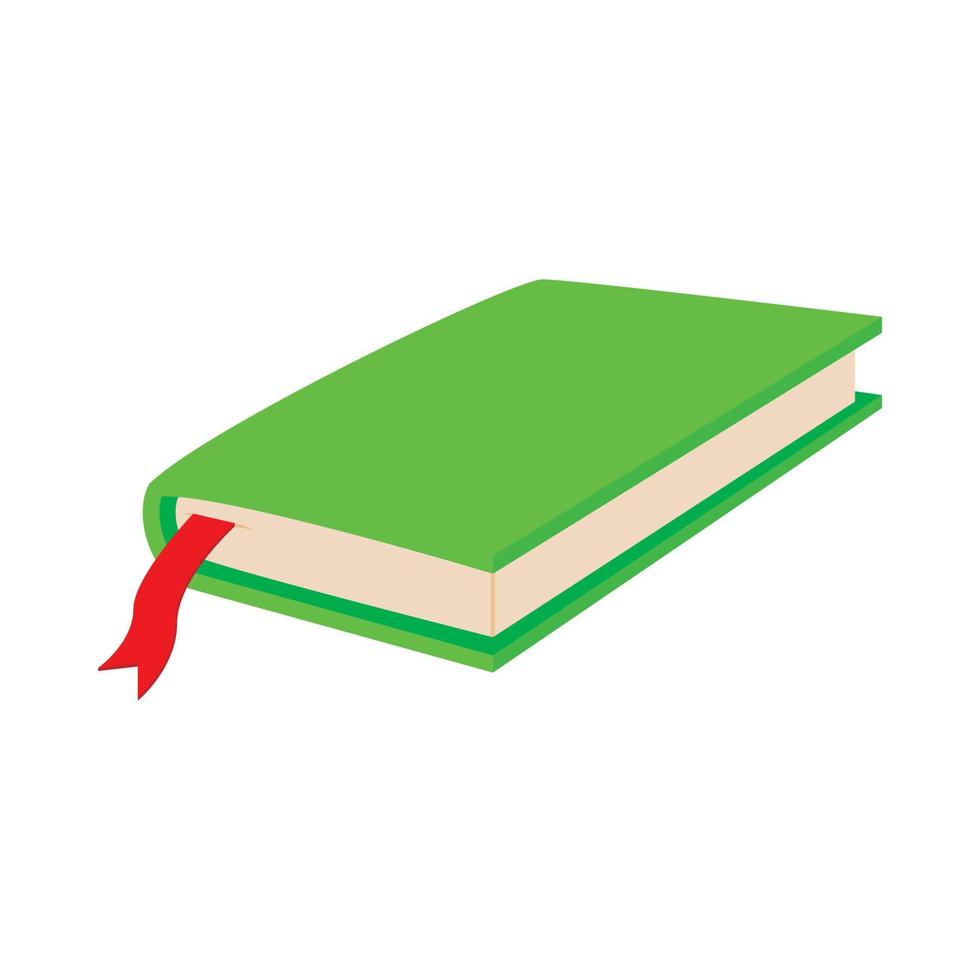libro cerrado verde con icono de marcador estilo de dibujos animados vector