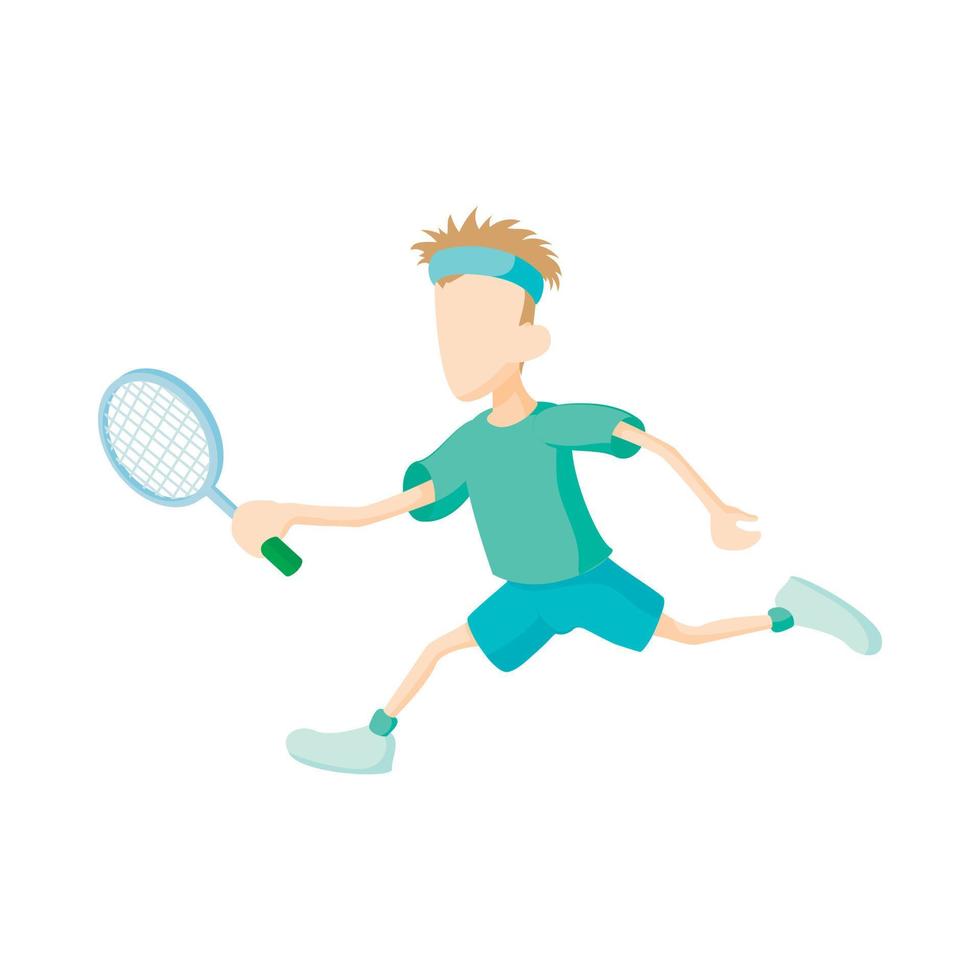 Man playing tennis icon, cartoon style vector