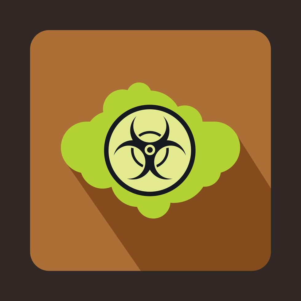 Green cloud with biohazard symbol icon, flat style vector