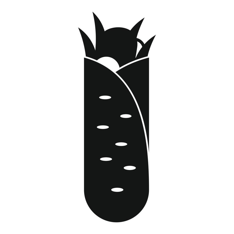 icono de shawarma, estilo negro simple vector