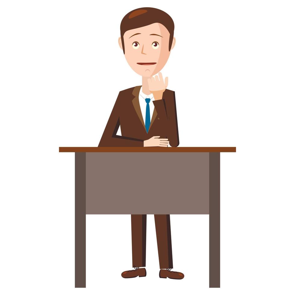 Businessman sitting in office icon, cartoon style vector