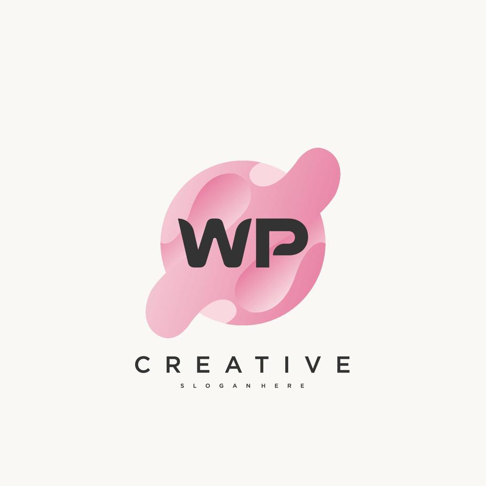 vector de elementos de plantilla de diseño de icono de logotipo colorido de letra inicial de wp