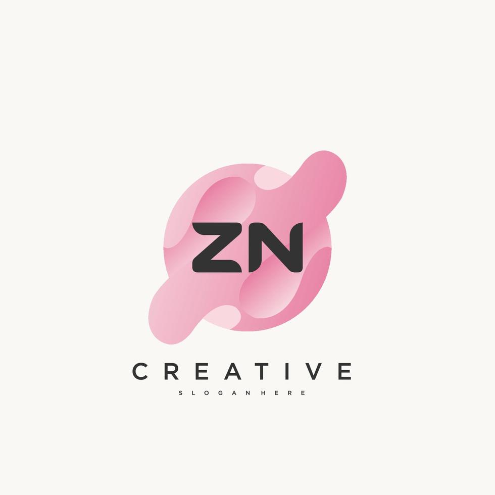 zn letra inicial colorido logotipo icono diseño plantilla elementos vector