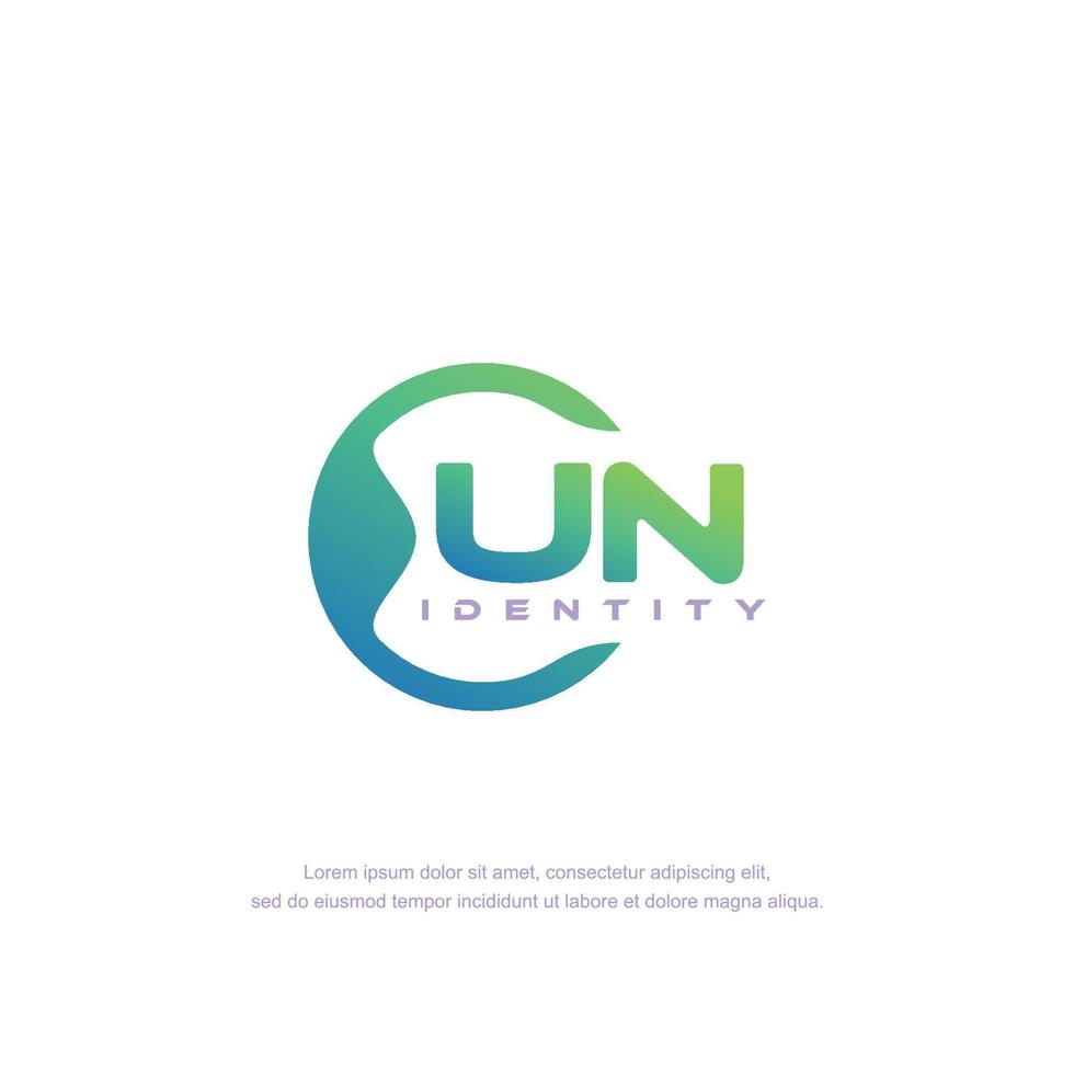 UN Initial letter circular line logo template vector with gradient color blend