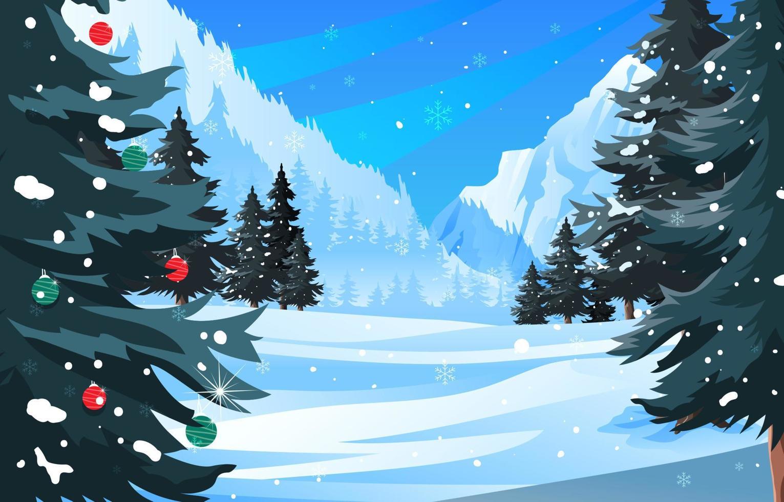 White Snowy Christmas Trees in Nature vector