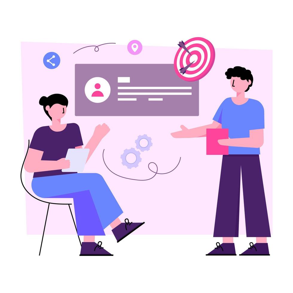 Editable design illustration of target management vector