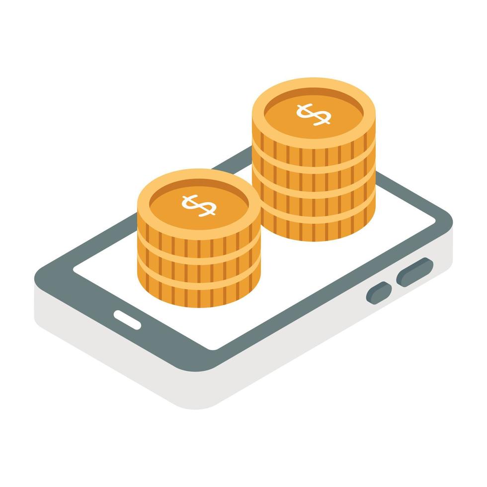 Dollar inside smartphone, icon of mobile money vector