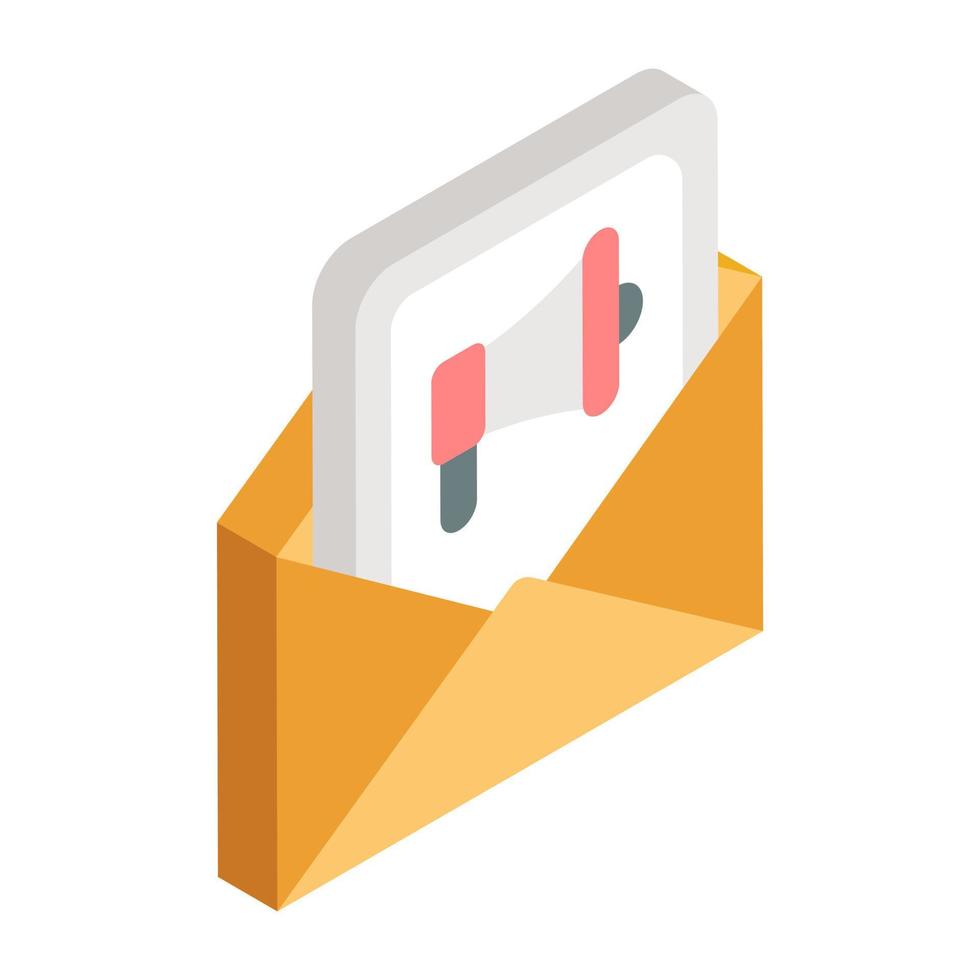 Vector design of mail marketing, isometric icon