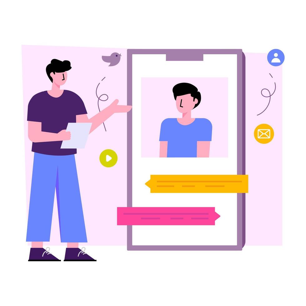 A unique design illustration of mobile chatting vector