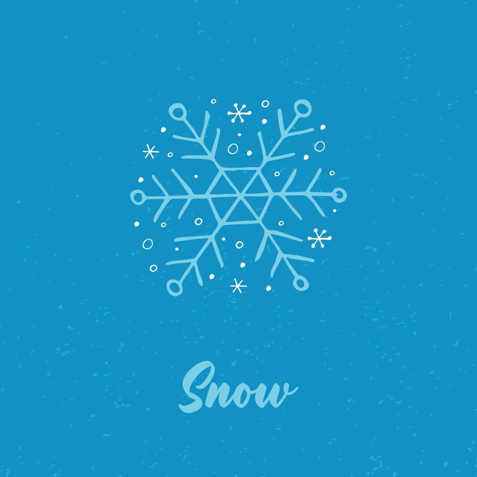 un copo de nieve dibujado a mano. ilustración vectorial en estilo garabato. estado de ánimo de invierno. hola 2023. feliz navidad y próspero año nuevo. elemento azul claro sobre un fondo azul. vector