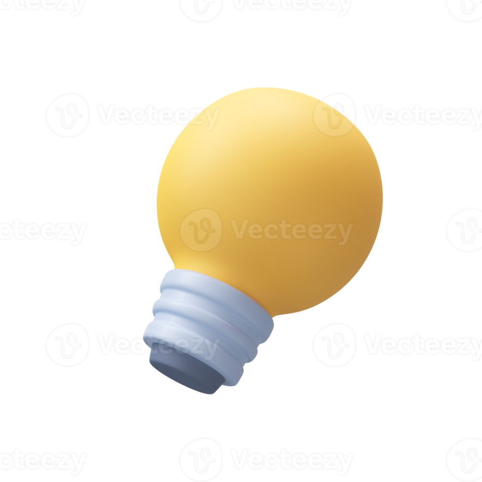 3D yellow light bulb icon business knowledge tips ideas png