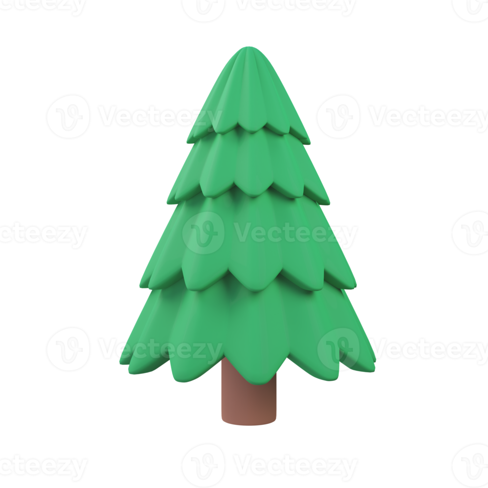 Pinos verdes 3d para decoraciones navideñas png