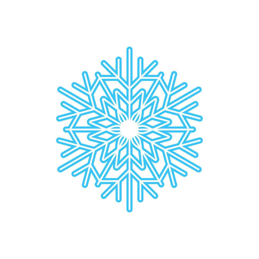 Simple snowflake made of blue lines. Festive decoration for New Year and Christmas, symbol of winter, element for design. Vector illustration