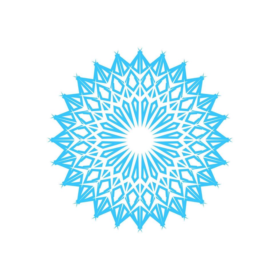 Simple snowflake made of blue lines. Festive decoration for New Year and Christmas, symbol of winter, element for design. Vector illustration