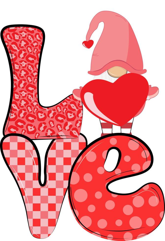 Valentine Gnome Heart vector