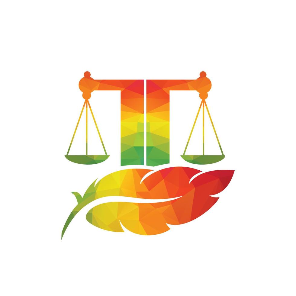 Law Balance on Feather And Attorney Monogram Logo Design. Law Firm And Office Vector Logo Design.