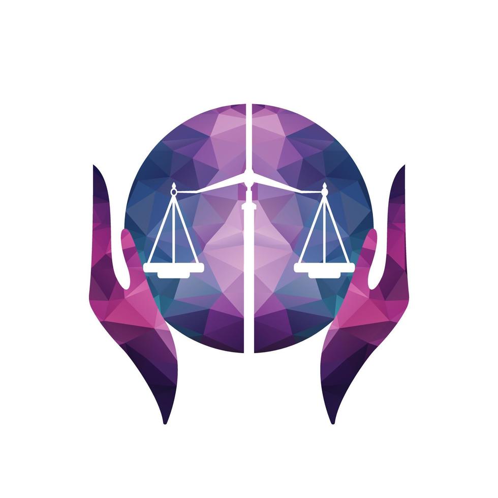 plantilla de diseño de logotipo de cuidado de la ley. diseño de logotipo de equilibrio relacionado con abogado, bufete de abogados o abogados. vector