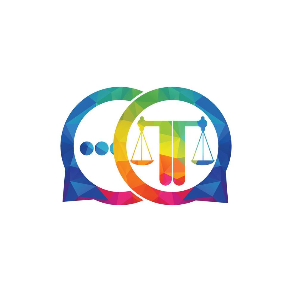 Attorney balance chat logo vector. Scales speech balloon icon vector. vector